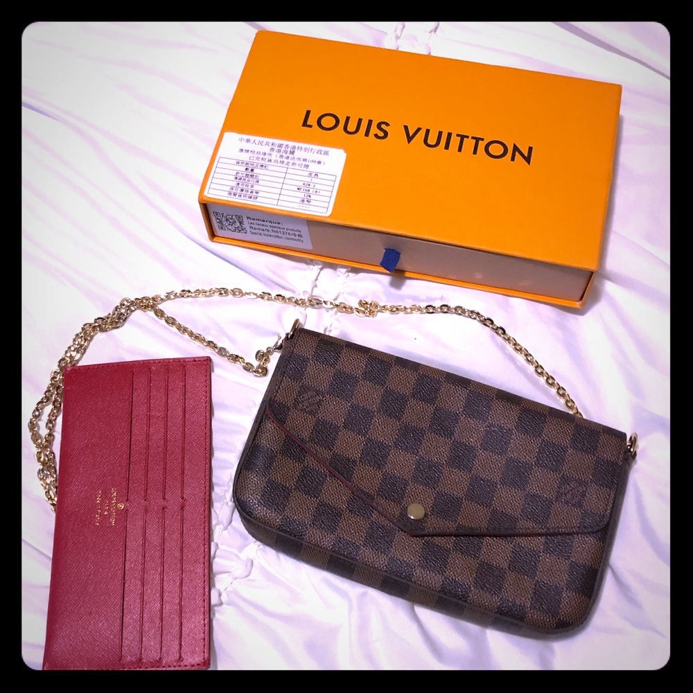 Brown checkered crossbody LV